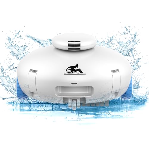 Cordless Robotic Pool Vacuum - Pool Cleaner for Above Ground/In-ground Pools - 7500mAh Battery Lasts 140 Mins, Self-Parking, Powerful Suction Pool Cleaner Vacuum for Flat-Bottom Swimming Pools