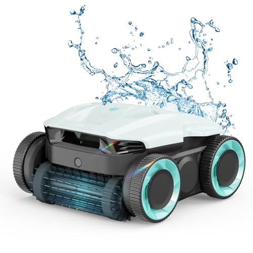 Lydsto Cordless Robotic Pool Cleaner-Pool Vacuum for In ground Pools with Wall Climbing-Lasts up to 180 Mins, Quad-Motor, Smart Navigation, IPX8 Waterproof, for Most Pools up to 2,000 Sq.ft, Sliver