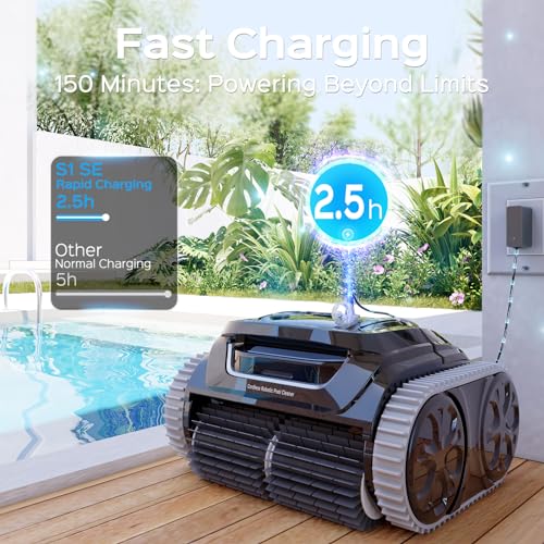 WYBOT S1 SE Cordless APP Robotic Pool Cleaner with Wall Climbing, 7 Cleaning Modes, 2.5H Fast Charge, Automatic Pool Vacuum Robot Lasts 150 Mins, Smart Navigation, Powerful Suction for Inground Pools
