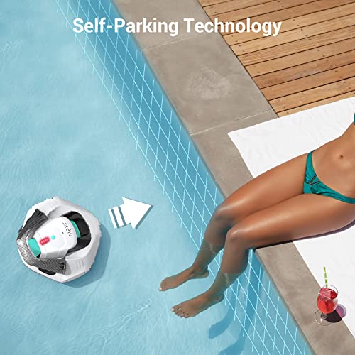 AIPER Cordless Robotic Pool Cleaner, Pool Vacuum with Dual-Drive Motors, Self-Parking Technology, Lightweight, Perfect for above-Ground/In-Ground Flat Pools up to 40 Feet (Lasts 90 Mins)