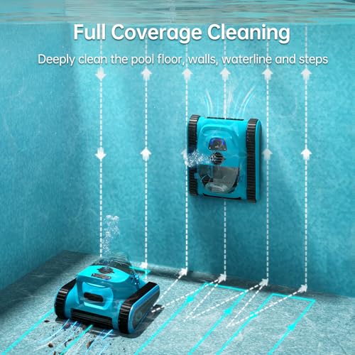 SMONET Cordless Pool Vacuum Robot: Automatic Robotic Pool Cleaner Lasts 150 Mins Wall Climbing 180W Powerful Suction LED Indicator Self-Parking for above Ground & Inground Pools Up to 2,000 sq. ft.