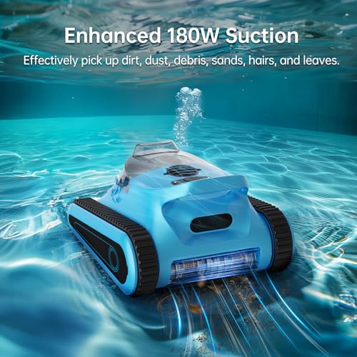 Cordless Robotic Pool Cleaner Automatic: NexTrend Pool Vacuum for above Ground Pool Wall Floor Waterline Cleaning 180W Powerful Suction Last 150 Mins Robot for Inground Swimming Pool up to 2050 sq.ft