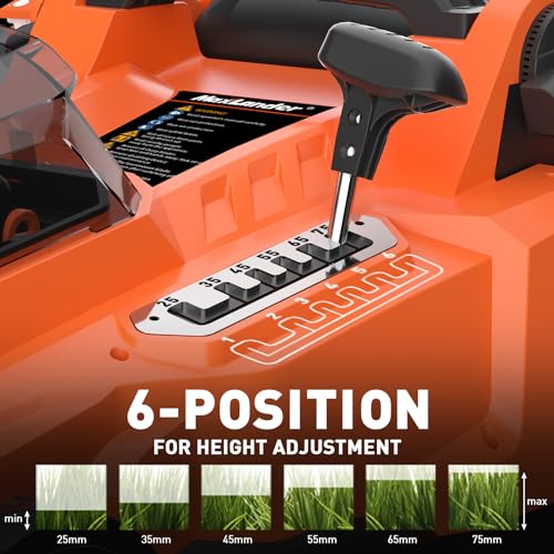 Maxlander Lawn Mower, 15Inch Electric Lawn Mower Cordless, 40V 2-in-1 Battery Powered Lawn Mower with Brushless Motor, 6-Position Height Adjustment, 2PCS 4.0Ah Batteries and Charger Included