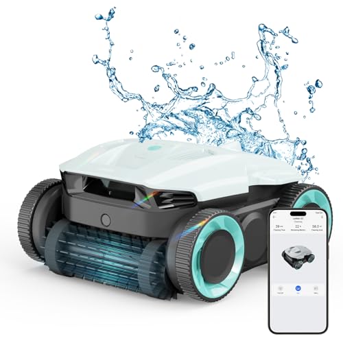 Lydsto Cordless Robotic Pool Cleaner-Pool Vacuum for In ground Pools with Wall Climbing-Lasts up to 180 Mins, Quad-Motor, Smart Navigation, IPX8 Waterproof, for Most Pools up to 2,000 Sq.ft, 14 Inch