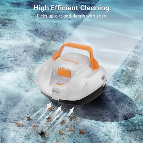 CoasTeering above Ground Pool Vacuum Robot, Cordless Robotic Pool Cleaner with 100 Mins Runtime, Powerful Suction, Fast Charging, Self-Parking, Ideal for Swimming Pools up to 33Ft