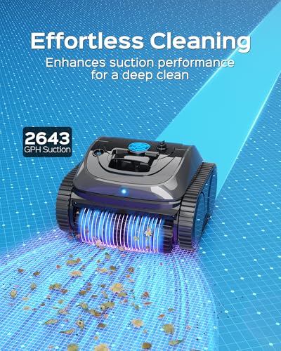 WYBOT Cordless Robotic Pool Vacuum, 140mins Runtime, Robotic Pool Cleaner with Upgraded Triple-motor, Wall Climbing, Intelligent Route Planning, for Pools up to 1,614 Sq.ft- C1 Grey