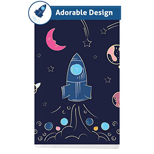Sensory Compression Sheet for Kids, Twin Size Stretchy Bed Sheet with Breathable Fabric, A Smart Weighted Blanket Alternative, Mattress Fitted Bedding, Dream Rocket Ship Design