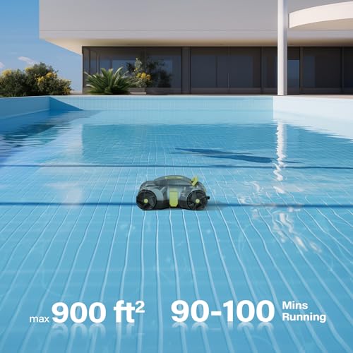VINGLI Cordless Robotic Pool Cleaner, Automatic Swimming Pool Vacuum for above Ground Pools/Inground Pools Up to 900 Sq.Ft, Pool Sweeper/Auto-Docking, Charging for 2 Hour