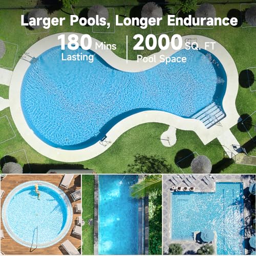 Lydsto Cordless Robotic Pool Cleaner-Pool Vacuum for In ground Pools with Wall Climbing-Lasts up to 180 Mins, Quad-Motor, Smart Navigation, IPX8 Waterproof, for Most Pools up to 2,000 Sq.ft, 14 Inch