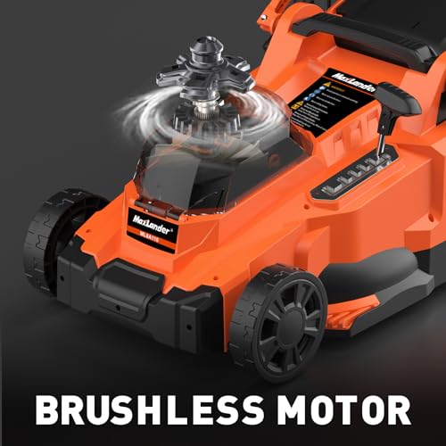 Maxlander Lawn Mower, 15Inch Electric Lawn Mower Cordless, 40V 2-in-1 Battery Powered Lawn Mower with Brushless Motor, 6-Position Height Adjustment, 2PCS 4.0Ah Batteries and Charger Included