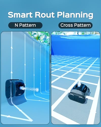 WYBOT Cordless Robotic Pool Vacuum, 140mins Runtime, Robotic Pool Cleaner with Upgraded Triple-motor, Wall Climbing, Intelligent Route Planning, for Pools up to 1,614 Sq.ft- C1 Grey