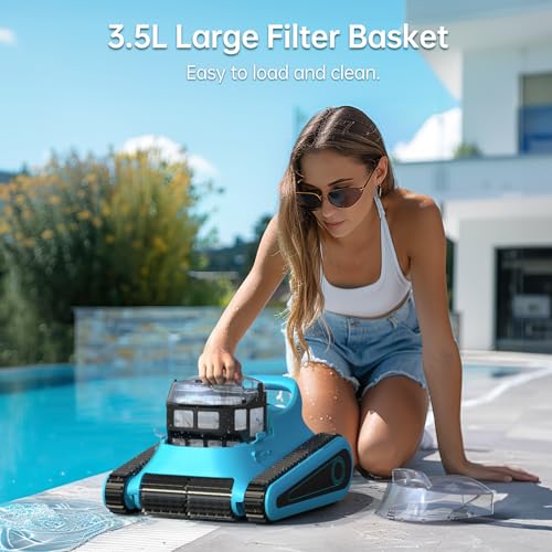 SMONET Cordless Pool Vacuum Robot: Automatic Robotic Pool Cleaner Lasts 150 Mins Wall Climbing 180W Powerful Suction LED Indicator Self-Parking for above Ground & Inground Pools Up to 2,000 sq. ft.