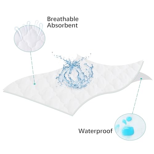 Bassinet Mattress Pad Cover Waterproof, Quilted Bassinet Mattress Protector Sheets Fits 13" x 30" UPPAbaby Bassinet & Snoo Smart Sleeper Baby Bassinet, Ultra Soft Breathable, Grey and White