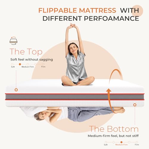 Sweetnight Full Size Mattress, 10 Inch Gel Memory Foam Mattress in a Box, Flippable Mattress with Two Firmness Preference, Motion Isolation