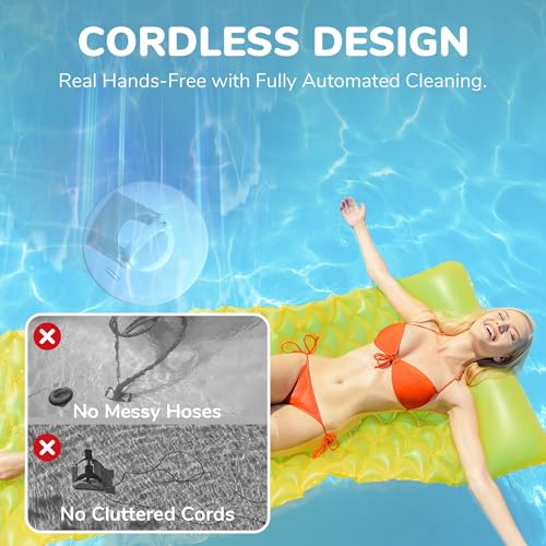 Grennix Robot Pool Cleaner - G900 Cordless Robotic Pool Vacuum for above Ground & In-Ground Swimming Pool - Arctic Blue