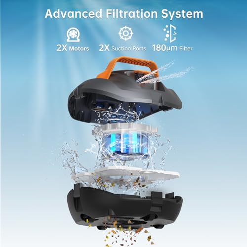 CoasTeering Cordless Robotic Pool Cleaner, Pool Vacuum for above Ground Pool, Lasts up to 100Mins, Pool Robot Vacuum with Self-Parking Function, Ideal for Swimming Pools up to 850 Sq.Ft
