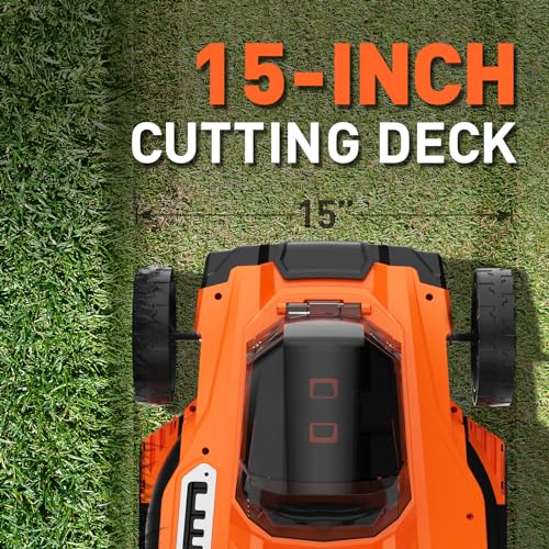 Maxlander Lawn Mower, 15Inch Electric Lawn Mower Cordless, 40V 2-in-1 Battery Powered Lawn Mower with Brushless Motor, 6-Position Height Adjustment, 2PCS 4.0Ah Batteries and Charger Included