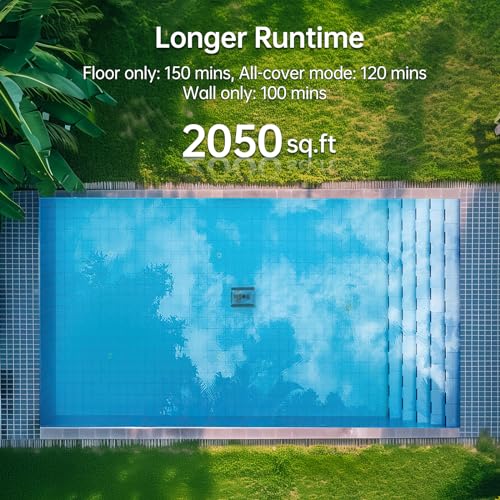 Cordless Robotic Pool Cleaner Automatic: NexTrend Pool Vacuum for above Ground Pool Wall Floor Waterline Cleaning 180W Powerful Suction Last 150 Mins Robot for Inground Swimming Pool up to 2050 sq.ft