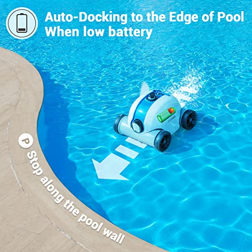 Cordless Robotic Pool Cleaner, Automatic Pool Vacuum with 60-90 Mins Working Time, Rechargeable Battery, IPX8 Waterproof for above/In-Ground Swimming Pools Up to 861 Sq Ft