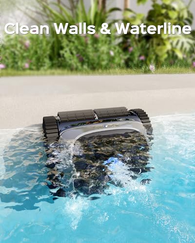 WYBOT Cordless Robotic Pool Vacuum, 140mins Runtime, Robotic Pool Cleaner with Upgraded Triple-motor, Wall Climbing, Intelligent Route Planning, for Pools up to 1,614 Sq.ft- C1 Grey