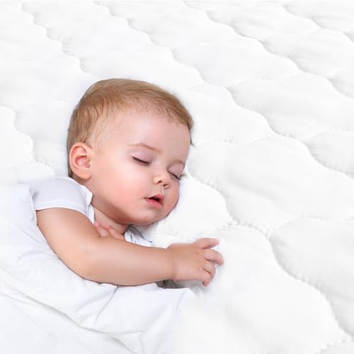 Bassinet Mattress Pad Cover Waterproof, Quilted Bassinet Mattress Protector Sheets Fits 13" x 30" UPPAbaby Bassinet & Snoo Smart Sleeper Baby Bassinet, Ultra Soft Breathable, Grey and White