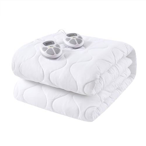 Serta Heated Mattress Pad Full Size - Electric Mattress Pad, 10 Heat Setting Controller, Auto Shut Off Timer, Deep Elastic Pocket, Up to 17" Mattress, ETL Certified, Machine Wash, Full, White