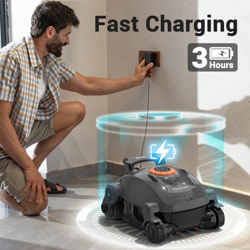 (Upgrade) Gosvor Pivot Cordless Robotic Pool Cleaner, Wall Climbing, Triple-Motor, Extended Battery Life, Self-Parking, Automatic Pool Vacuum for Inground &above Ground Pools Up to 65 FT in Length