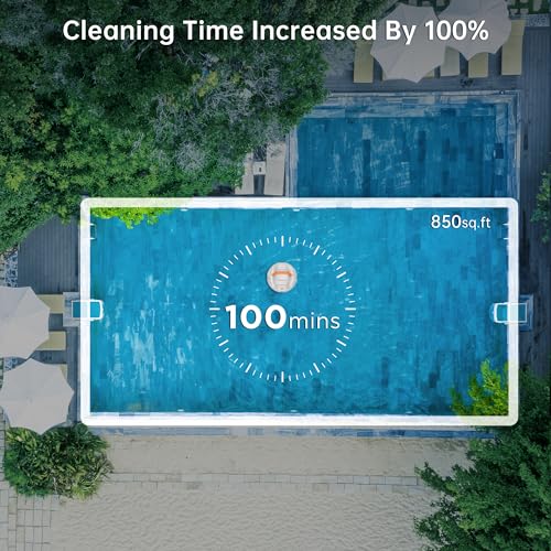 CoasTeering above Ground Pool Vacuum Robot, Cordless Robotic Pool Cleaner with 100 Mins Runtime, Powerful Suction, Fast Charging, Self-Parking, Ideal for Swimming Pools up to 33Ft