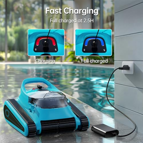 Cordless Robotic Pool Cleaner Automatic: NexTrend Pool Vacuum for above Ground Pool Wall Floor Waterline Cleaning 180W Powerful Suction Last 150 Mins Robot for Inground Swimming Pool up to 2050 sq.ft