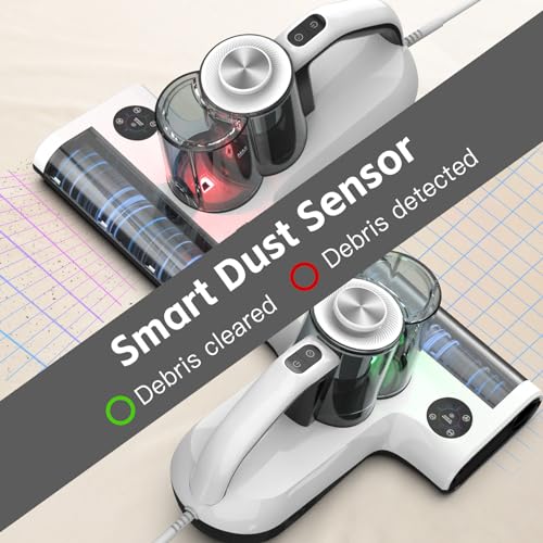 Dibea Handheld Mattress Vacuum, Upholstery Bed Vacuum Cleaner Machine, 18KPa Suction, 140℉ Heating, Smart Dust Sensor, Washable HEPA Filter, Deep Clean Dust, Debris on Couch, Fabric, Furniture