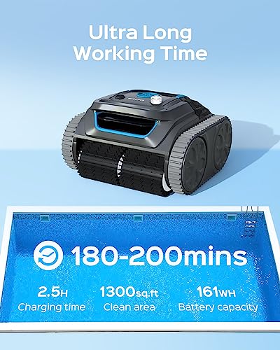 (2024 Upgrade) WYBOT S1 Premium Wall Climbing Cordless Pool Vacuum, Robotic Pool Cleaner Pool Robot with Smart Mapping, Powerful Suction, APP Mode, 180mins Runtime, Fast Charing Fit for Inground Pools