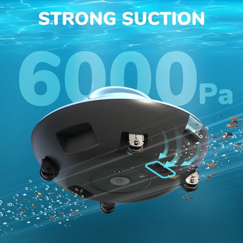 Grennix Robot Pool Cleaner - G900 Cordless Robotic Pool Vacuum for above Ground & In-Ground Swimming Pool - Arctic Blue
