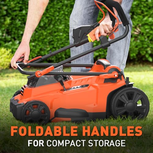 Maxlander Lawn Mower, 15Inch Electric Lawn Mower Cordless, 40V 2-in-1 Battery Powered Lawn Mower with Brushless Motor, 6-Position Height Adjustment, 2PCS 4.0Ah Batteries and Charger Included