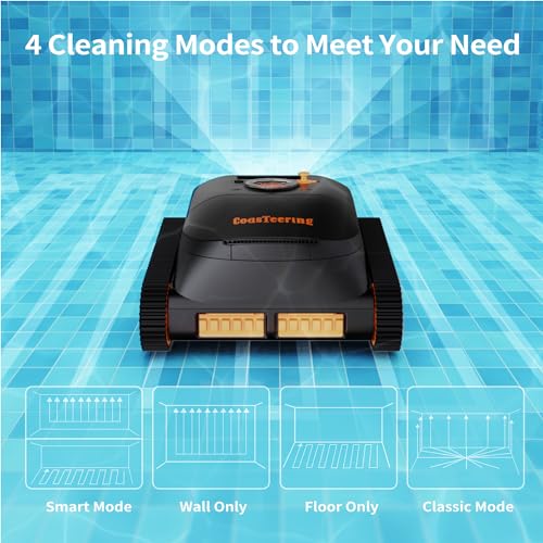 Cordless Pool Vacuum for Inground Pools with 150 Mins Runtime, Robotic Pool Cleaner for Wall and Waterline Cleaning, with Brushless Motors, Smart Navigation, Ideal for Swimming Pools Cleaning