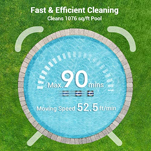 Cordless Robotic Pool Cleaner, Automatic Pool Vacuum with 60-90 Mins Working Time, Rechargeable Battery, IPX8 Waterproof for above/In-Ground Swimming Pools Up to 861 Sq Ft