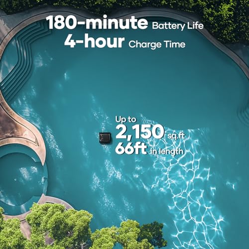 AIPER Scuba S1 Pro Cordless Robotic Pool Cleaner, 2024 Automatic Pool Vacuum with Horizontal Waterline Cleaning, Smart Navigation, 180-Minute Battery Life, Ideal for In-Ground Pools up to 2,150 Sq.ft