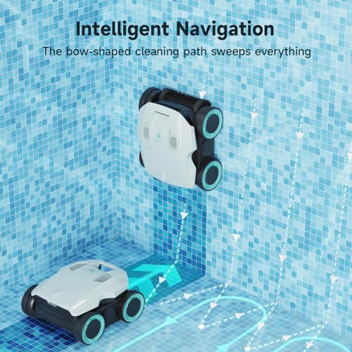 Lydsto Cordless Robotic Pool Cleaner-Pool Vacuum for In ground Pools with Wall Climbing-Lasts up to 180 Mins, Quad-Motor, Smart Navigation, IPX8 Waterproof, for Most Pools up to 2,000 Sq.ft, Sliver