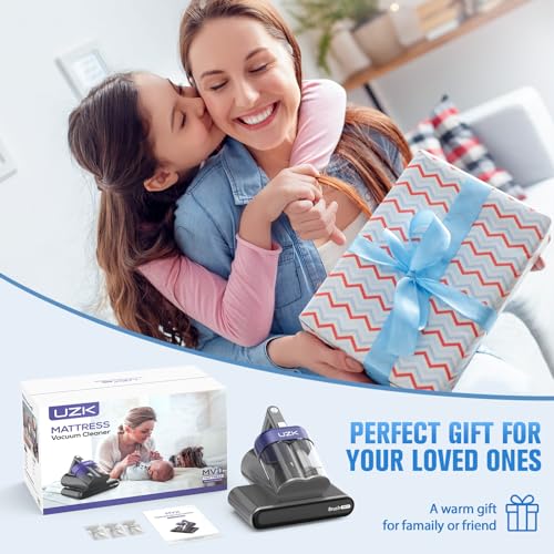 Mattress Vacuum Bed Vacuum Cleaner with UV-C Light,16Kpa Suction 500W Powerful and Double-Cup,Handheld Vacuums with Heating & Ultrasonic & Anion & Aromatherapy for Bed Dust Pet Hair(Corded,Purple)
