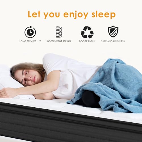 SogesSleep Full Size Mattress 10 Inch Hybrid Mattress with Gel Memory Foam, Individual Pocket Spring Bed Mattress, Medium Firm Mattress for Pressure Relief, CertiPUR-US & Fiberglass Free