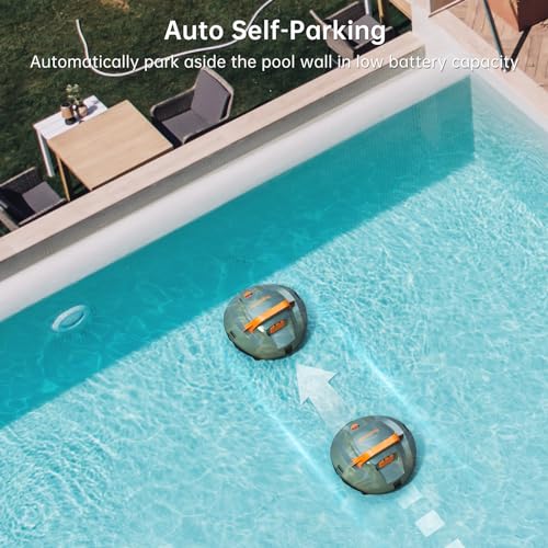 CoasTeering Cordless Robotic Pool Cleaner, Pool Vacuum for above Ground Pool, Lasts up to 100Mins, Pool Robot Vacuum with Self-Parking Function, Ideal for Swimming Pools up to 850 Sq.Ft