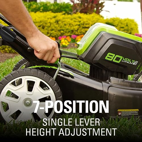 Greenworks 80V 21" Brushless Cordless (PUSH) Lawn Mower (75+ Compatible Tools), 5.0Ah Battery and Charger Included