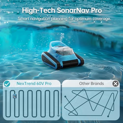 Cordless Robotic Pool Cleaner Automatic: NexTrend Pool Vacuum for above Ground Pool Wall Floor Waterline Cleaning 180W Powerful Suction Last 150 Mins Robot for Inground Swimming Pool up to 2050 sq.ft