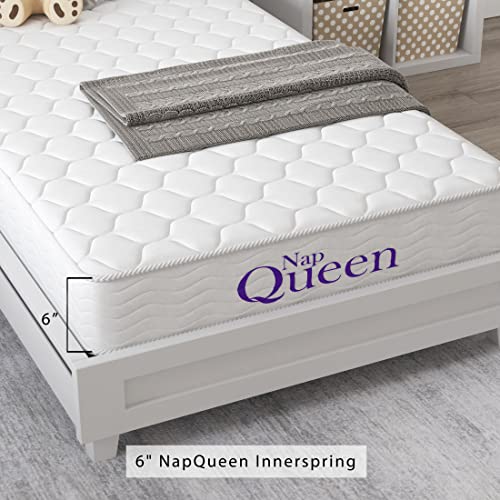 NapQueen 6 Inch Innerspring Full Size Medium Firm Support Relief Mattress, Bed in a Box,White