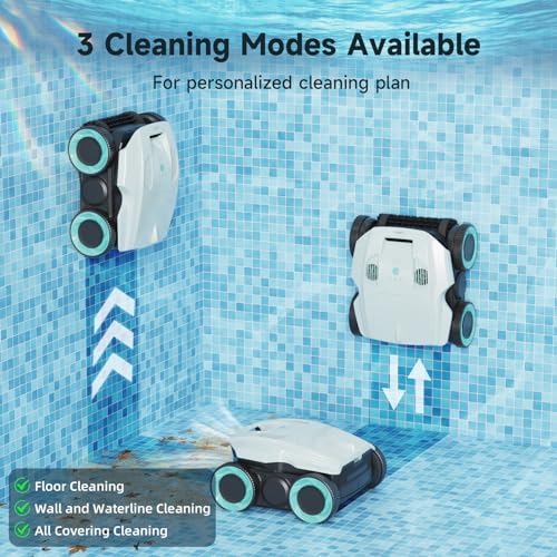 Lydsto Cordless Robotic Pool Cleaner-Pool Vacuum for In ground Pools with Wall Climbing-Lasts up to 180 Mins, Quad-Motor, Smart Navigation, IPX8 Waterproof, for Most Pools up to 2,000 Sq.ft, Sliver