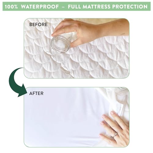 Joey + Joan Waterproof Bassinet Mattress Pad Cover Compatible with SNOO Smart Bassinet – 2 Pack Quilted Mattress Protector Made from Ultra Soft Bamboo Viscose Terry – 15" x 31"