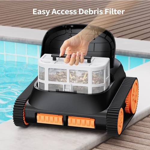 Cordless Pool Vacuum for Inground Pools with 150 Mins Runtime, Robotic Pool Cleaner for Wall and Waterline Cleaning, with Brushless Motors, Smart Navigation, Ideal for Swimming Pools Cleaning