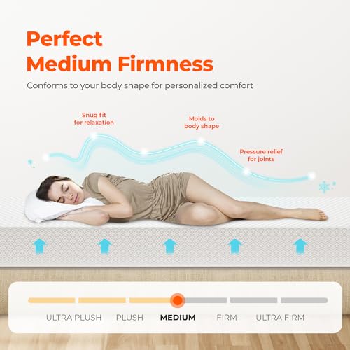 NEO SLEEP 6/8/10/12 Queen Cooling Gel Memory Foam Mattress Medium Firm CertiPUR-US Certified Mattress in a Box Enhanced Pressure Relief Removable Soft Cover No Fiberglass (Queen, 8 in)