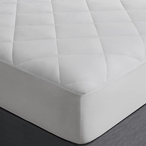 Sleep Philosophy HeiQ Temperature Regulating Mattress Pad, Waterproof Bedding Diamond Quilted Design, Thermoregulation Bed Cover, All Around Elastic Deep Pocket, Machine Washable Queen White