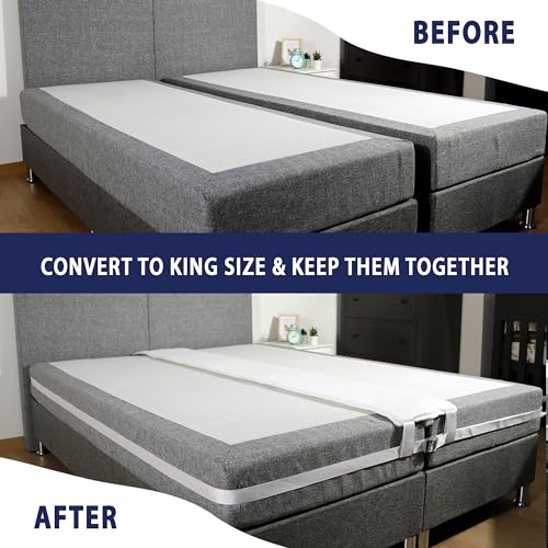 EPHEDORA 10" Extra Wide Bed Bridge Twin to King Connector | Twin to King Bed Converter Kit with Strap | Split King Gap Filler for Adjustable Bed | 25D Memory Foam | Non-Slip Smart Ribbon Design