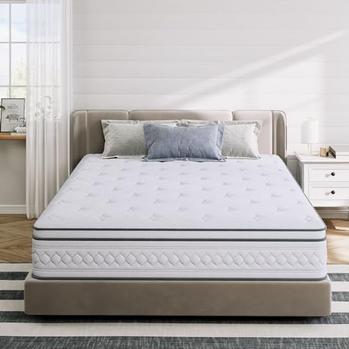 TXO Full Size Mattress, 12 Inch Medium Firm Hybrid Mattress with Pocketed Springs and Cool Gel Memory Foam, Sufficient& Even Support, Enhance Edge Support, Motion Isolation, Full Mattress in a Box